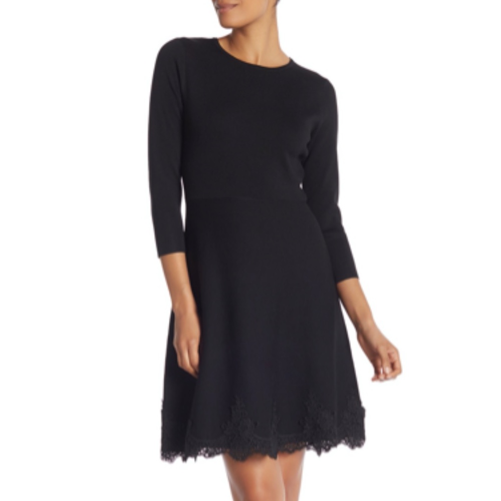 NWT Nanette Lepore - Lace Trim Sweater Dress  M